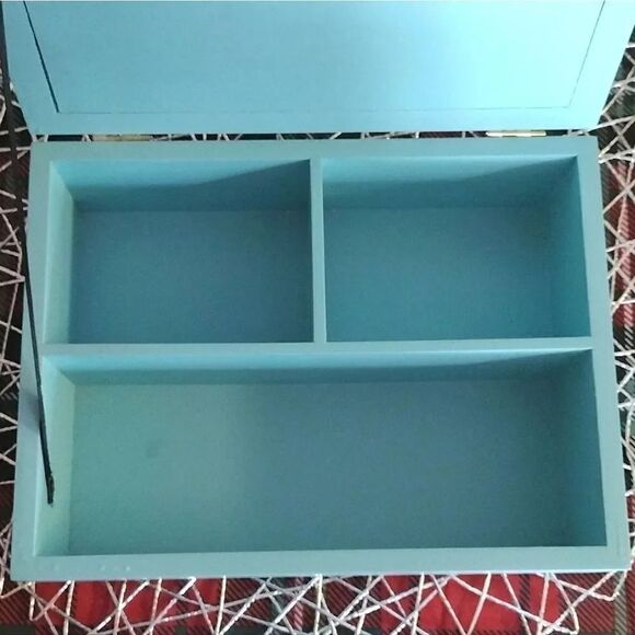 You Are Mermazing Mermaid Blue Wood with Sequins in Glass Top Jewelry Box - Picture 9 of 17